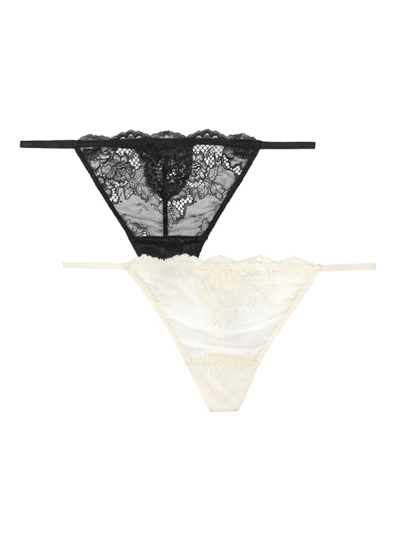 Women's Temptation Lace V-String Thong Panty 2-Pack