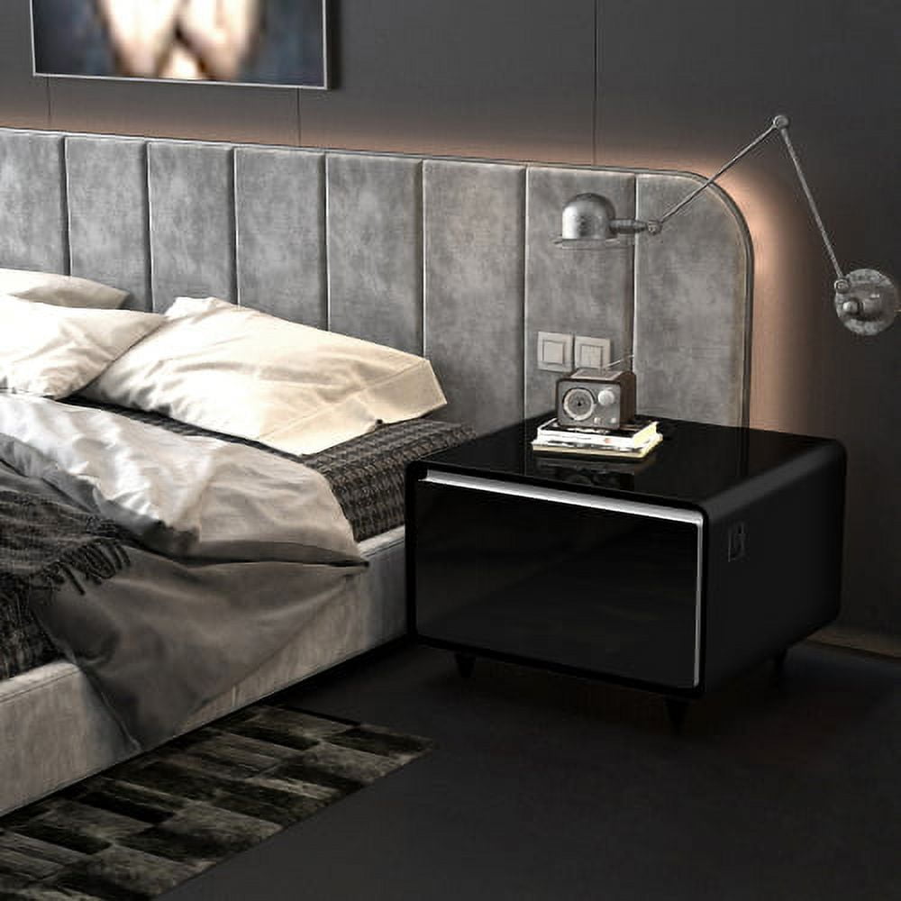 Smart Side Nightstand Table, Nightstands with Wireless Charging Station