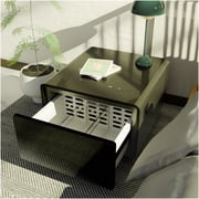 Smart Side Table with Mini Fridge, Wireless Charger, USB Ports, AC Outlets, and Motion Sensor Light for Living Room, Bedroom, Black