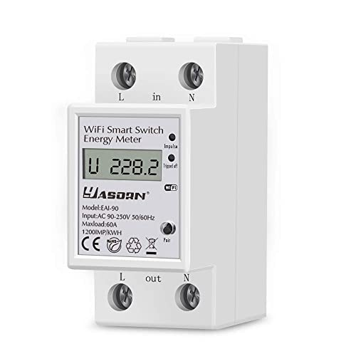 Smart Single-Phase DIN-Rail Meter 60A WiFi Digital Display Electricity ...
