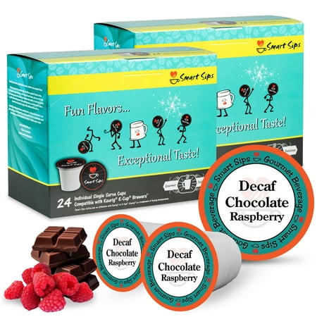 Smart Sips Coffee Decaf Chocolate Raspberry Flavored Single Serve Coffee Pods, 48 Count, Compatible With All Keurig K-cup Machines, Decaffeinated Flavored Coffee