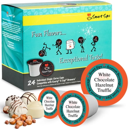 Smart Sips Coffee, White Chocolate Hazelnut Truffle Coffee, Gourmet Flavored Coffee Single Serve Pods for Keurig K-cup Brewers, 24 Count