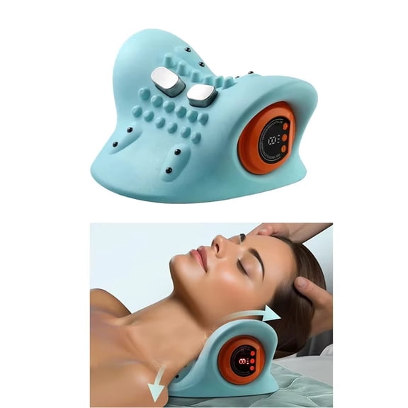 Smart Sleep Massager Pillow Electric Heated Neck & Shoulder Massager with 3 Modes, Auto Shut-Off Timer, Portable Memory Foam Pillow for Home & Office Relaxation