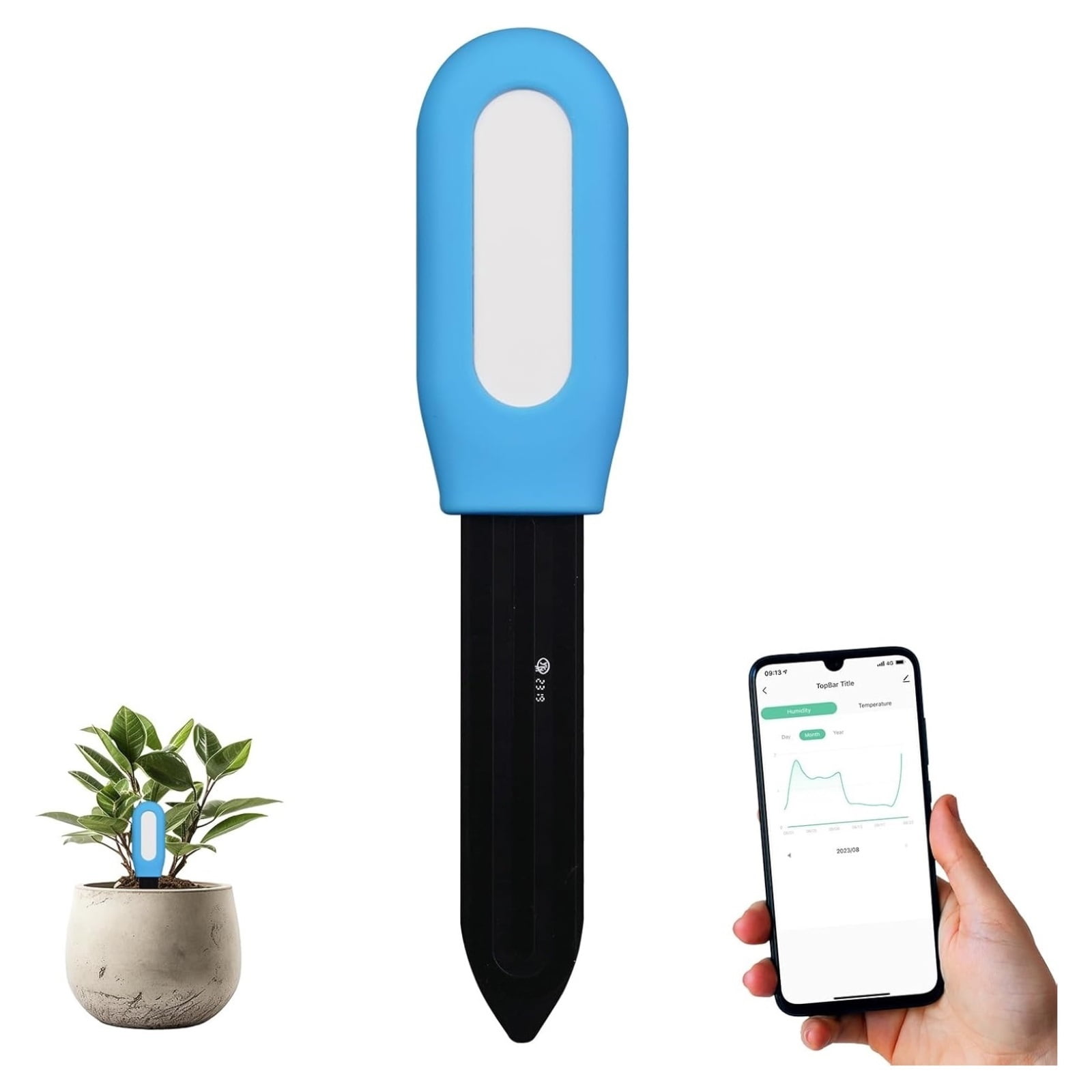 Smart Soil Tester Bluetooth Humidity Temperature Moisture Sensor Real for Plant Garden