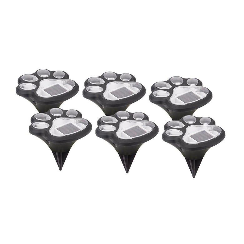 Cool White LED Solar Paw Print Garden Accent Lights