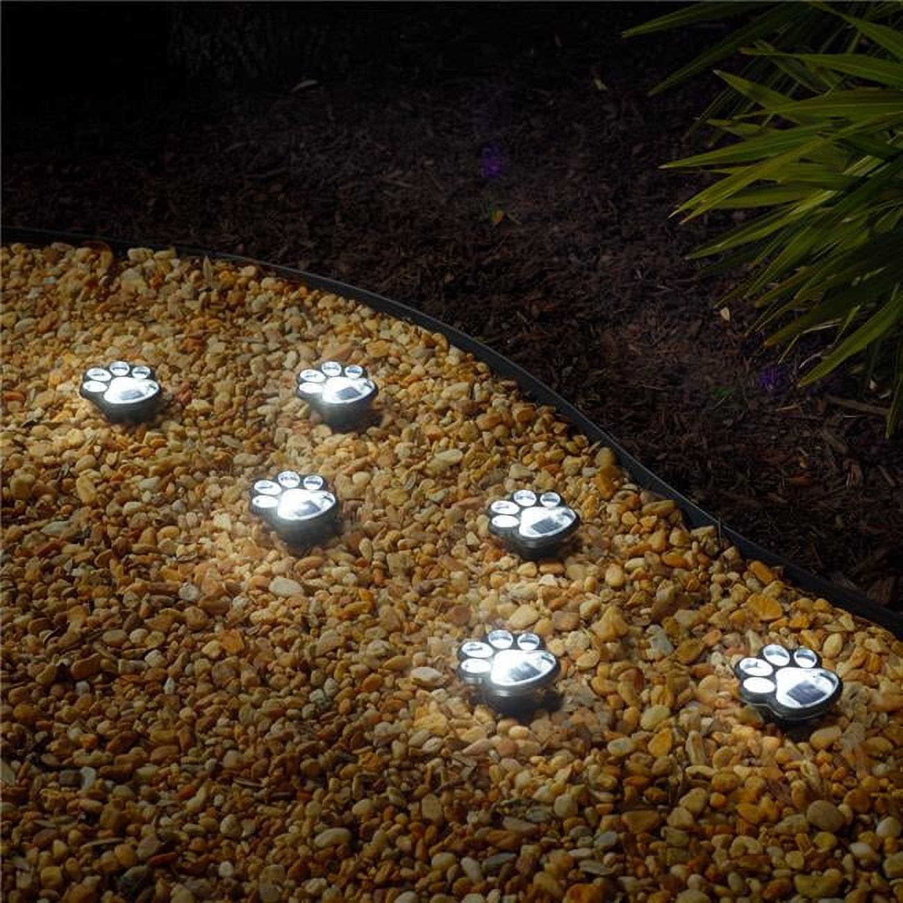 Cool White LED Solar Paw Print Garden Accent Lights