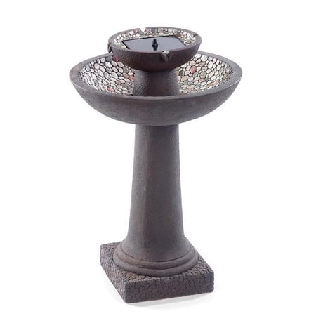 Smart Solar 34208024 Riverstone 2-Tier IntelliSolar Fountain with Remote - Forest Brown