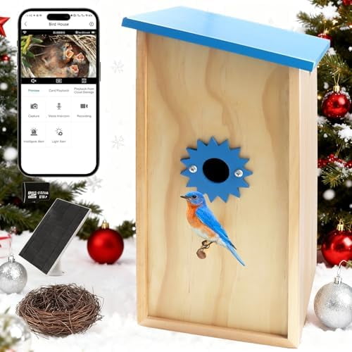 Smart Solar Birdhouse with Camera, 1080P HD Wireless Bird House Camera with Motion Detection & Auto-Capture, Perfect for Wild Bird Watching Enthusiasts$$Garden & Patio
