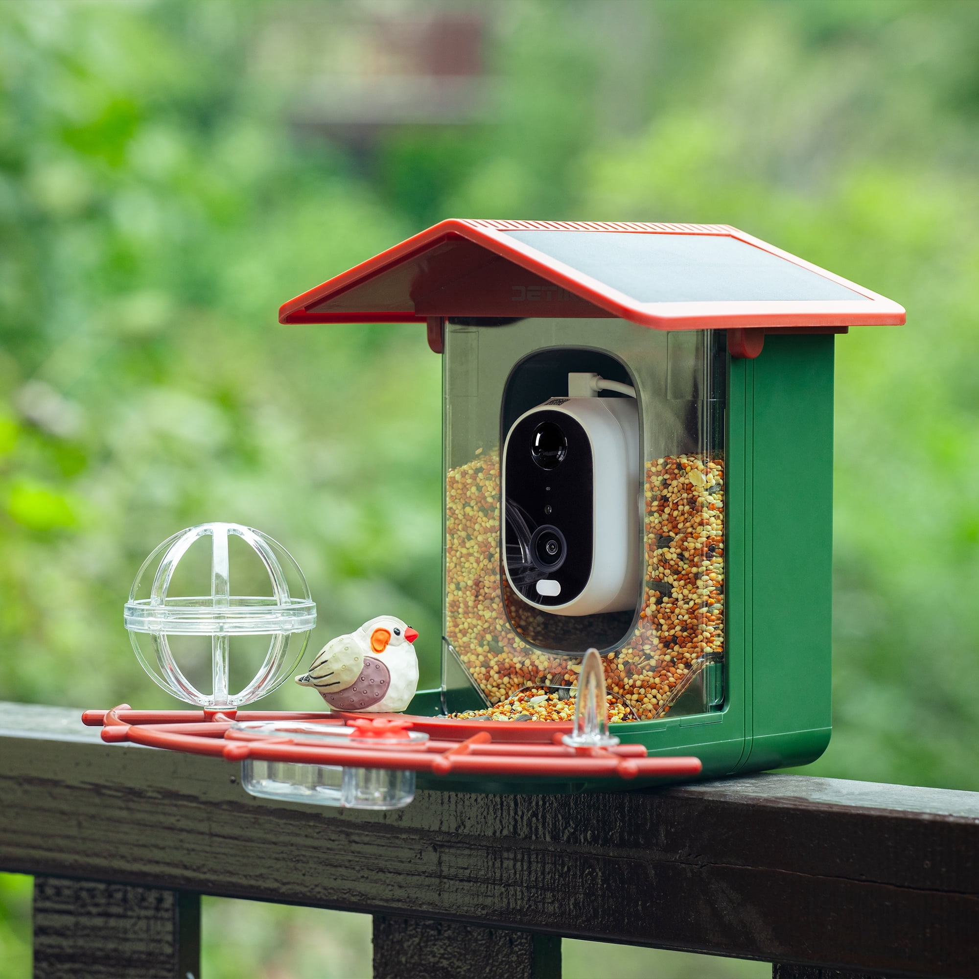Smart Solar Powered Bird Feeder with Camera, AI Recognition, 144° Wide