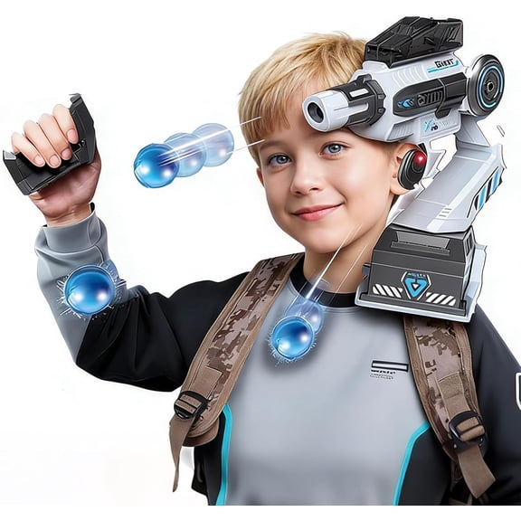 Smart Somatosensory Robotic Arm Blaster, Wearable Shoulder-Mounted Toy with Head-Tracking Motion Control, Shoulder-Mounted Blaster Robot Toy with Remote Control (60PCS Soft Darts)
