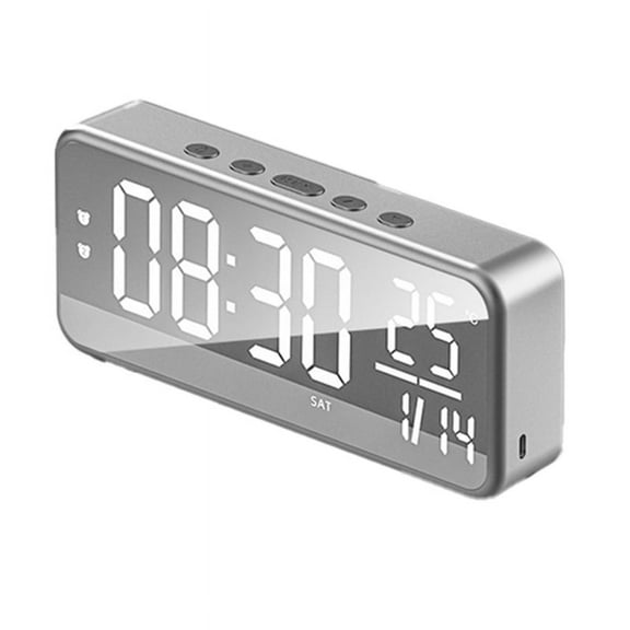 Smart Sound Alarm Clock LED Music Alarm Clock Wall Mounted Desk Clock Student Alarm Clock Temperature Display Dark Grey