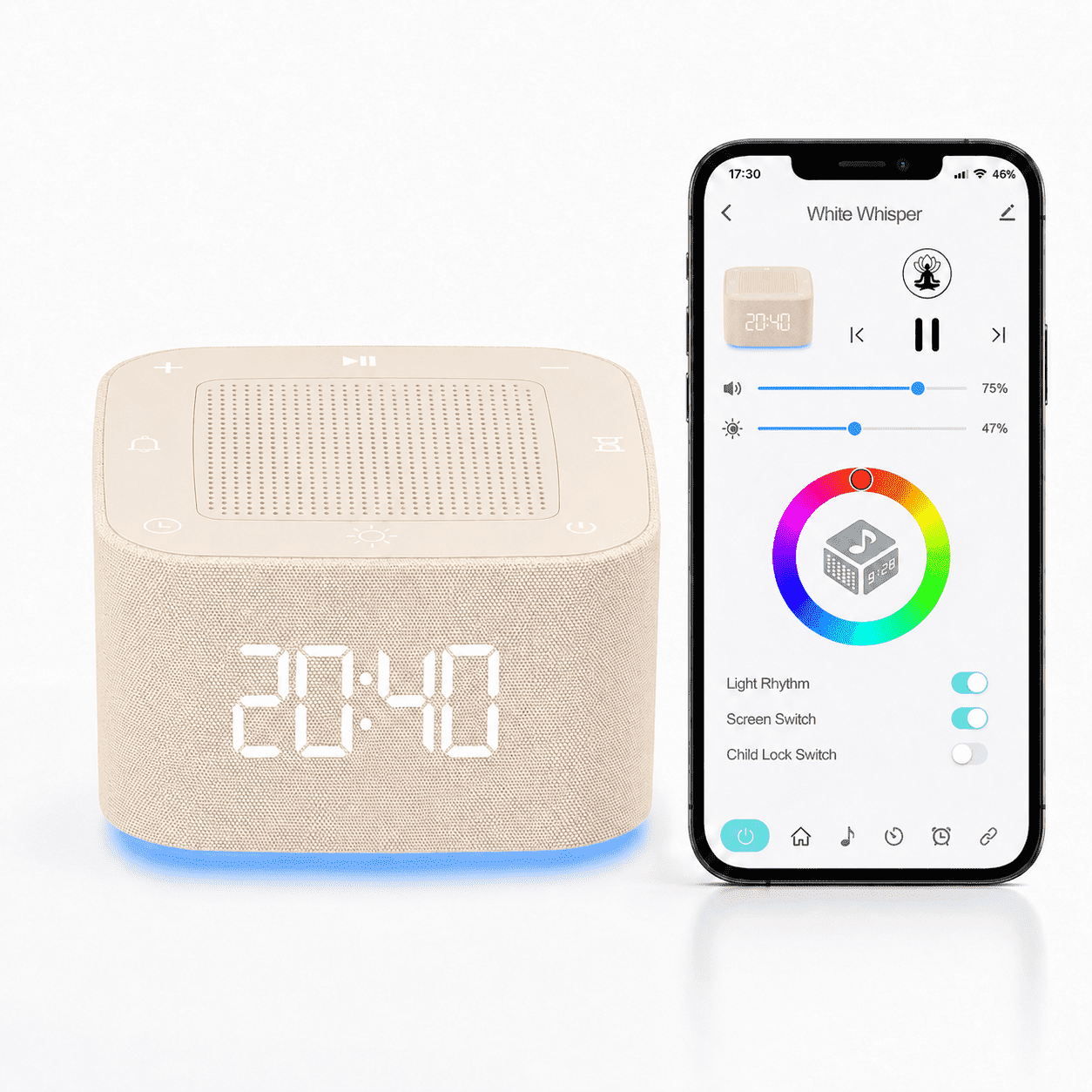 Sound Box And Machine Smart Sound Machine with Night Light, White Noise Machine with 32 ...