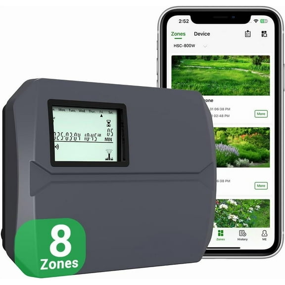 Smart Sprinkler Controller WiFi, 8 Zone Irrigation Controller Indoor with Automatic Weather-Based Watering (2025 New Version)
