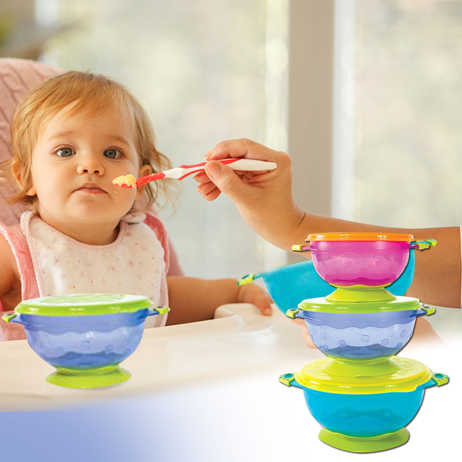Smart Sprout Baby Bowls Approved Stay Put Suction Bowls Set With Snap Tight Lids,Silverware Set