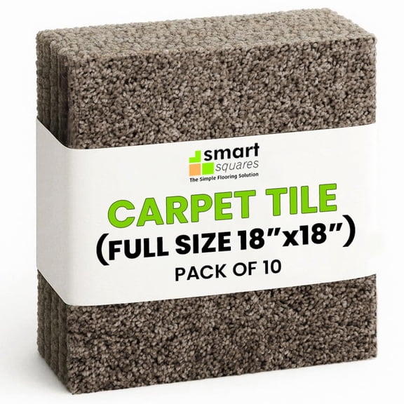 Smart Squares Walk in the Park Peel and Stick Carpet Tiles Made in USA, 10 Padded Tiles, Copper Mine