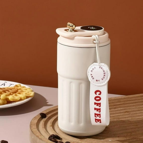 Smart Stainless Steel Vacuum Flask, Temperature Display Water Bottle with Leak-proof Lid & Portable Handle, Insulated Tumbler, Drinking Cup for Outdoor Camping, Drinkware, Coffee Thermos