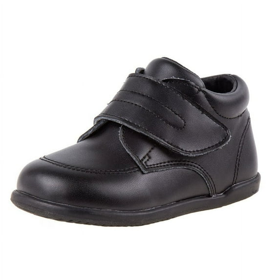 Smart Step Toddlers' Medium Width Hook and Loop Leather Walking Shoes - Black, 5