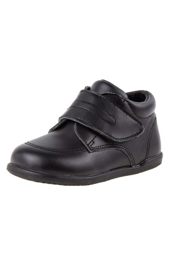 Toddlers' Medium Width Hook and Loop Leather Walking Shoes - Black, 6