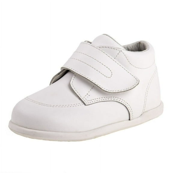 Smart Step Toddlers' Medium Width Hook and Loop Leather Walking Shoes - White, 7.5