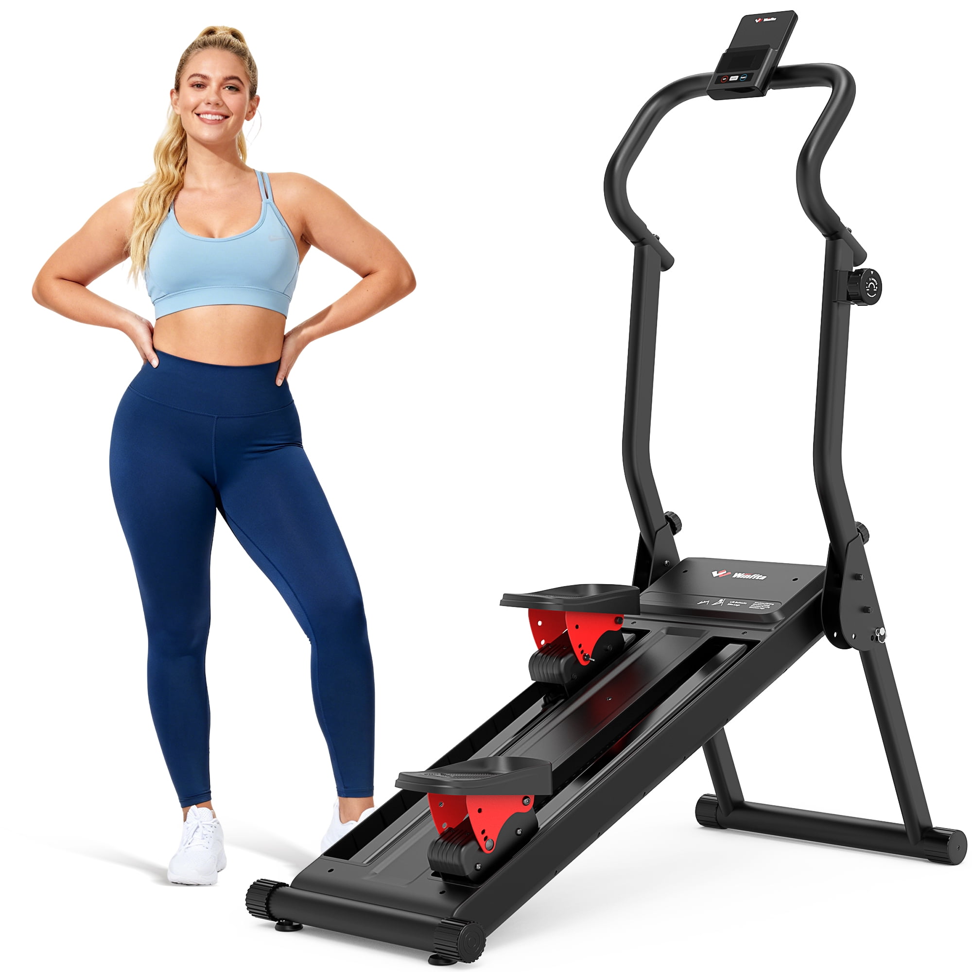 Magnetic Stair Stepper for Home Workout-Foldable Stepping Climbers with 8 Adjustable Resistance Levels, LCD Display & 19"Extended Step, Full-Size Foot Pedals, Compact Design for Cardio & Leg Training