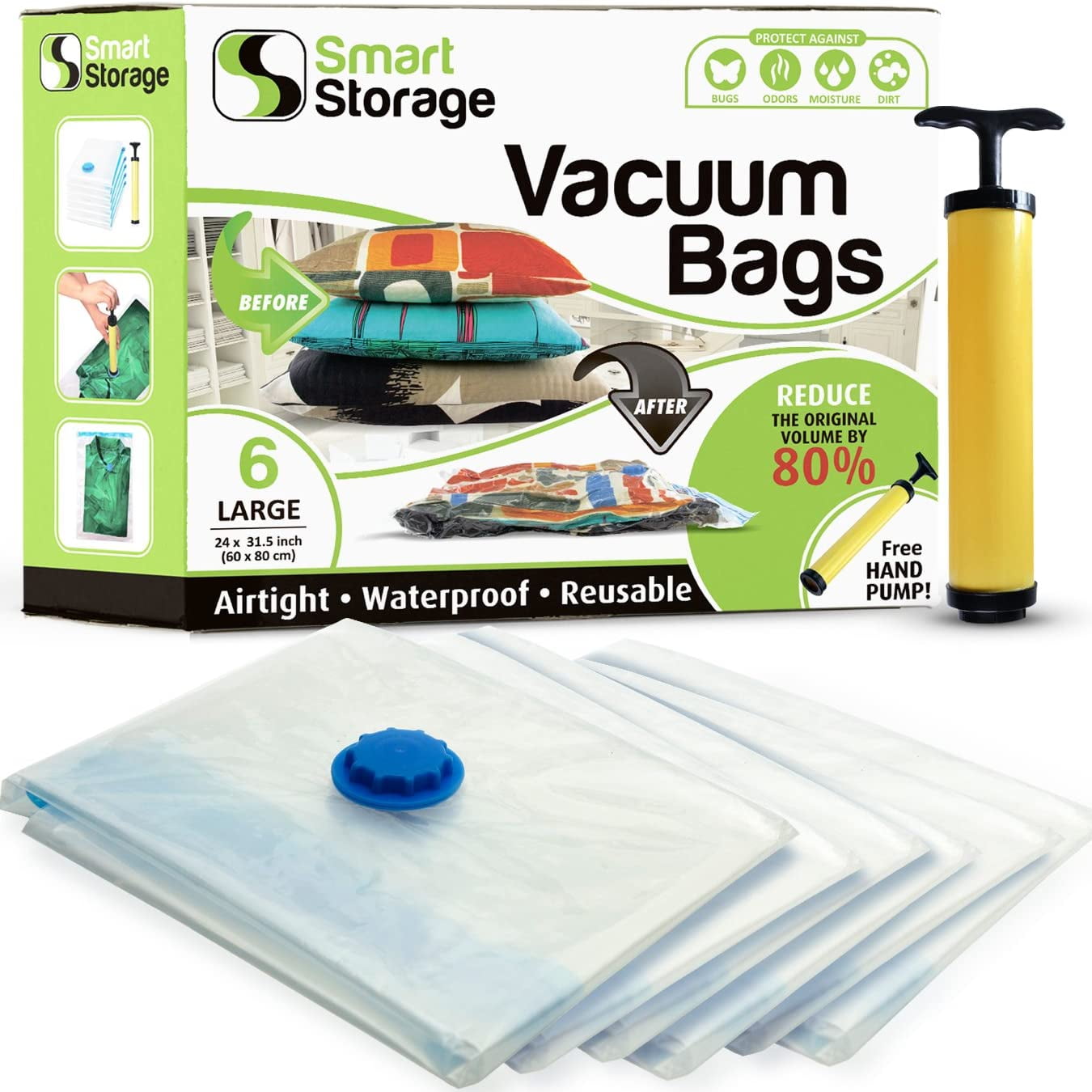 Smart Storage 6 Pack Large Size Extra-Durable Vacuum Storage Space