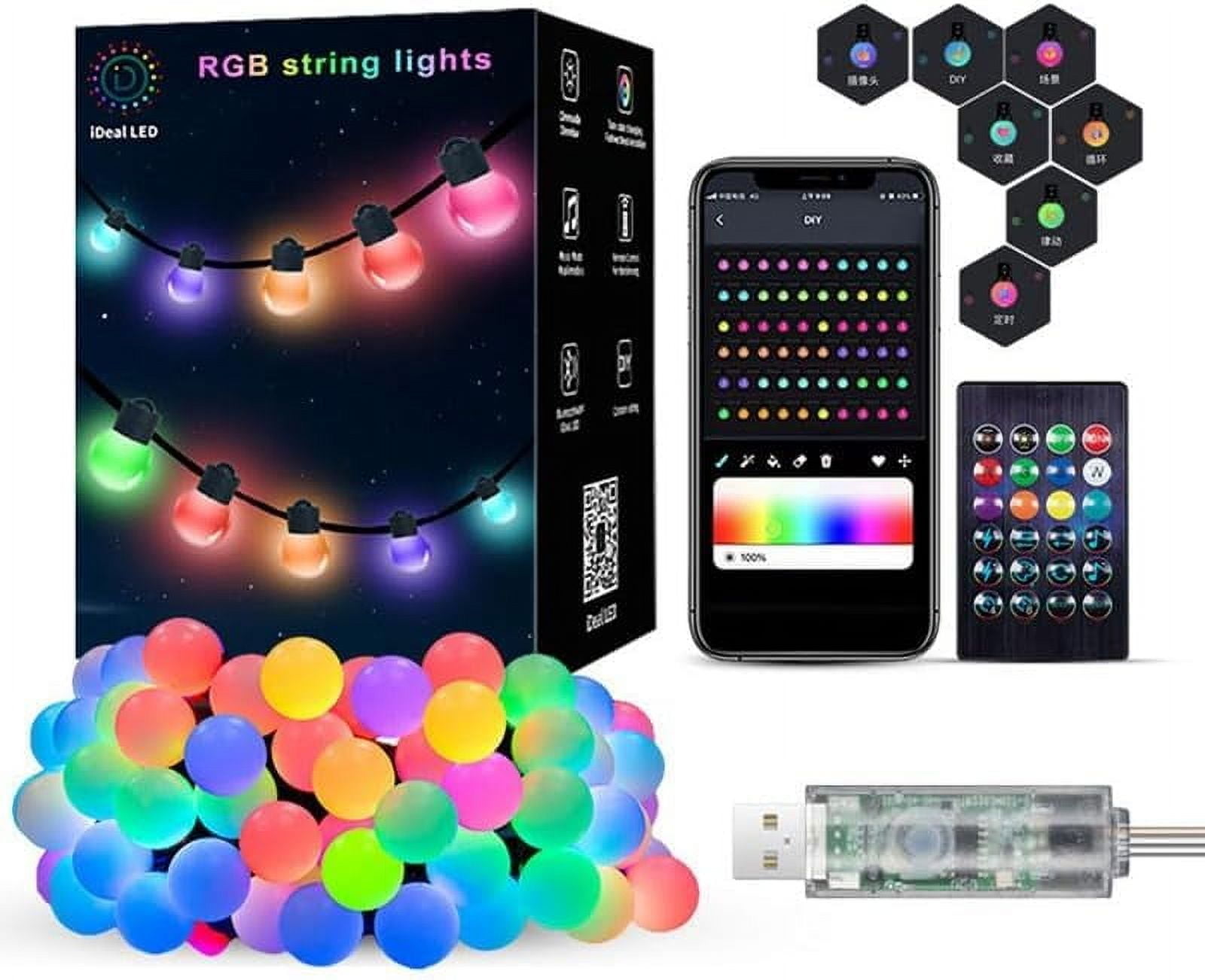 Smart String Lights USB Powered, 16ft 25 LED Color Changing Globe Fairy ...