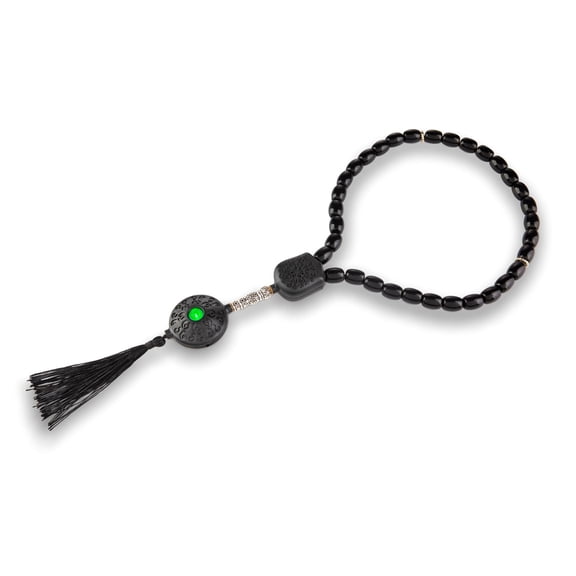 Smart Subha Digital Interactive Prayer Beads, Electronic Islamic Educational Misbaha with Touch Response, 33 Beads (Black and Green)