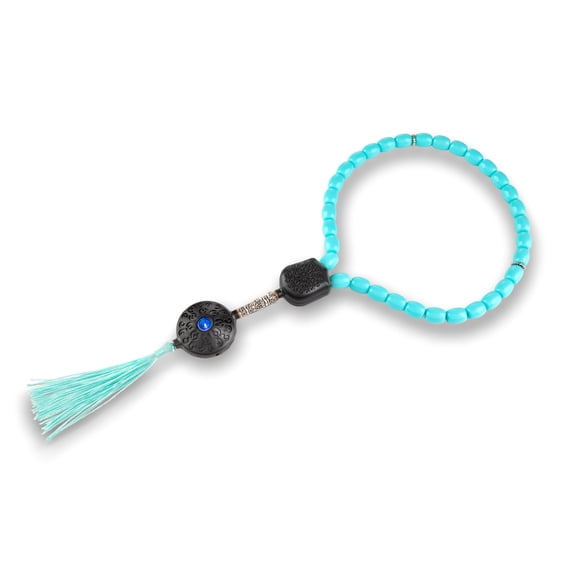 Smart Subha Digital Interactive Prayer Beads, Electronic Islamic Educational Misbaha with Touch Response, 33 Beads (Turquoise and Blue)