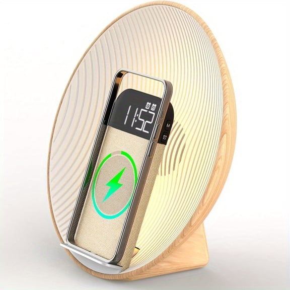 Smart Sunrise Alarm Clock with Wireless Charging & Speaker, Sunset Mode, Snooze, Dimmable Bedside Lamp for Heavy Sleepers, Perfect Gift for Home Decor