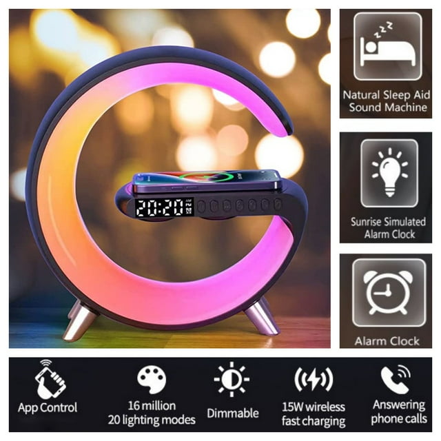 Smart Sunrise Hatch Alarm Clock, Fast Wireless Charge Station, White