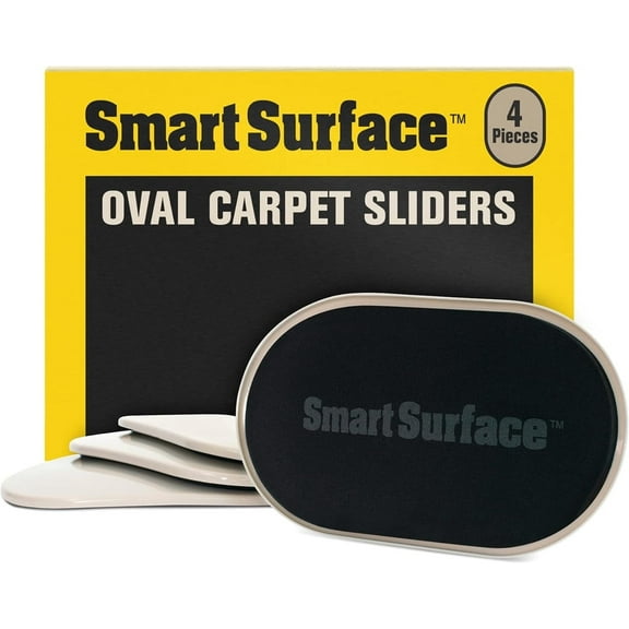 Smart Surface 8290 Large XL Reusable Oval Carpet Furniture Sliders 9-12 x 5-34 4-Pack in Resealable Bag