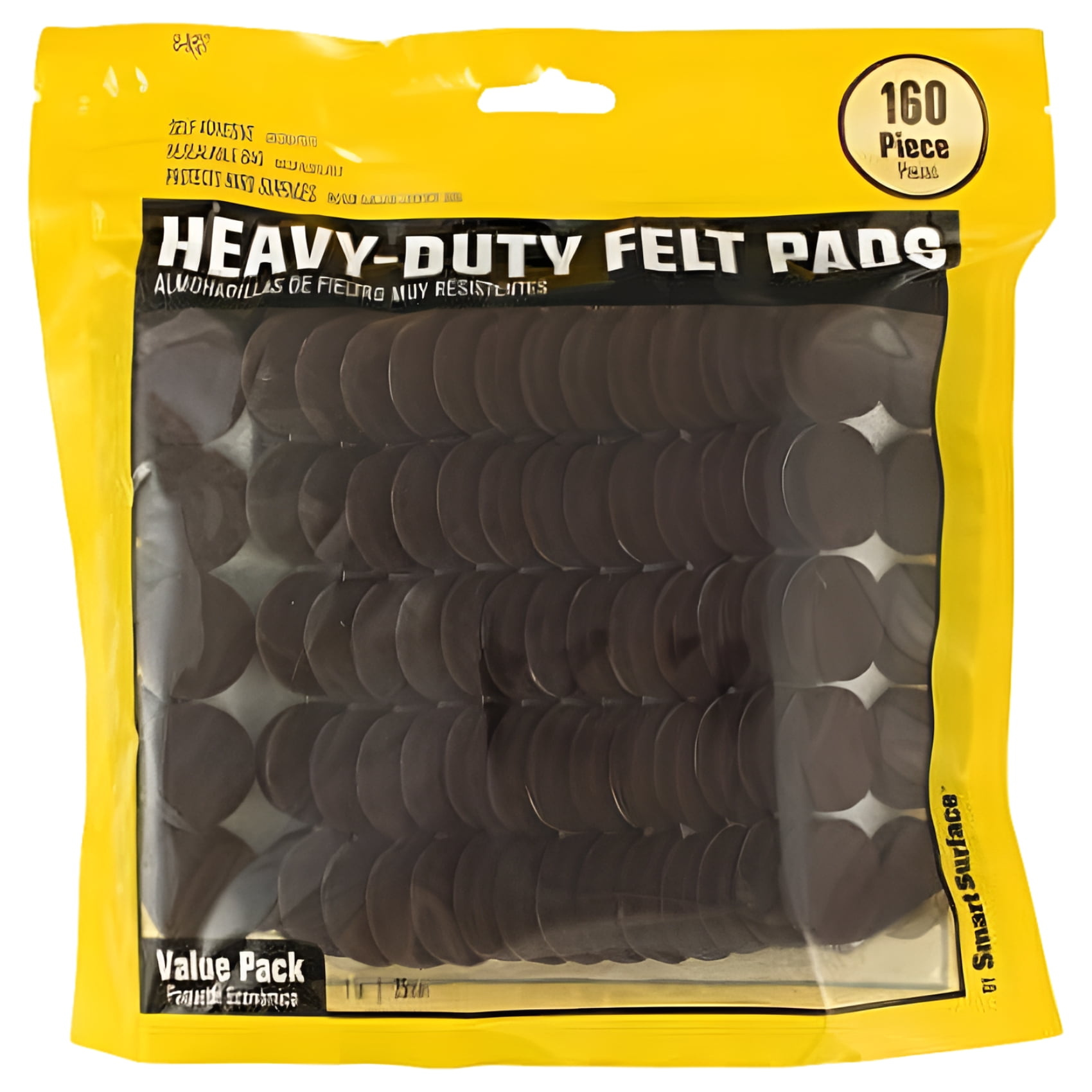 Heavy Duty Self-Adhesive Brown Felt Furniture Pads, 1-Inch Round, 160-Piece Pack