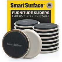 Smart Surface Furniture Sliders for Carpet - 16 Pack - 3.5" Round | 8295 Coasters for Heavy Furniture - Protect Your Carpeted Floors