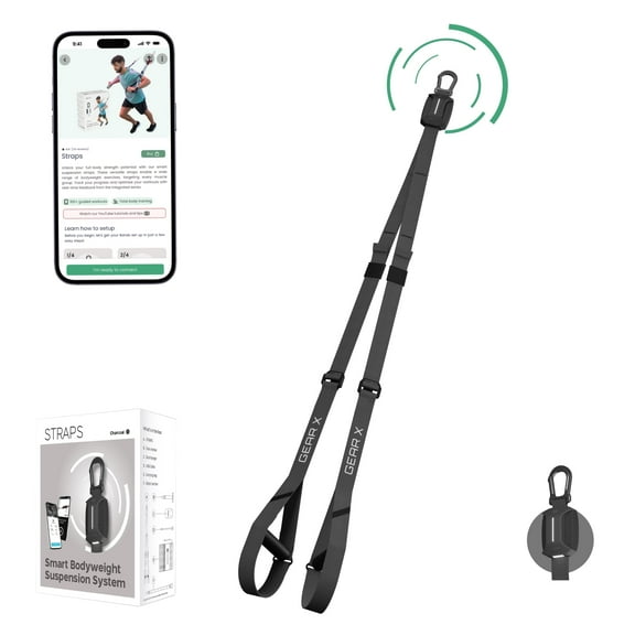 Charcoal Hygear Smart Suspension Workout Straps with Performance Tracker & Free Fitness App Access