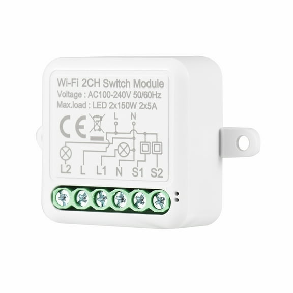 Smart Switch,Switch With Voice With Led Voice App Function Compatible With Function Compatible With 2ch Wifi Switch Led 300w Wifi Switch With Dsfen 2CH WIFI Switch Module