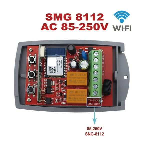 Smart Switch Universal RF Garage Gate Door Opener Controller 433mhz 7-250V 2 Channel External Receiver