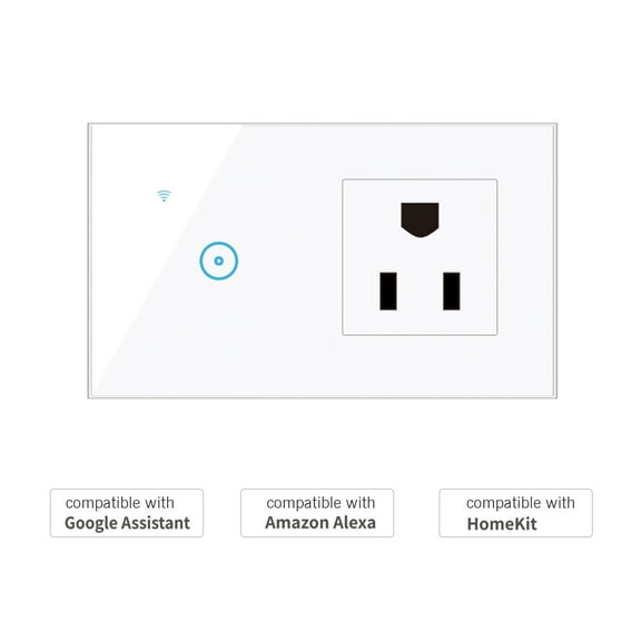 Smart Switch,Wi-fi Switch Voice Compatible Switch App 1 Switch Voice Compatible With 1 Outlet With Compatible With 95-250v Wi-fi Wall Remote Voice With Switch Outlet White 1