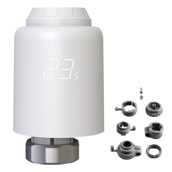 Smart TRV Controller Temperature Control Valve Thermostat With LCD Screen, App Voice Control, Anti-Calcification, Window Detection For Home Heating Radiator System