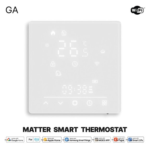 Smart For TUYA WiFi Floor Heating Thermostat For Water Underfloor Heating, Touch Screen Temperature And Humidity Controller With Weather Station, Remote App Control, Centralized Group