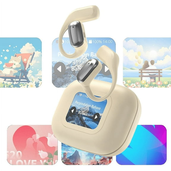 Smart TWS Bluetooth Earphones Rechargeable On-ear Headphone Touch-screen Control Painless Wearing Earphones with ENC Function