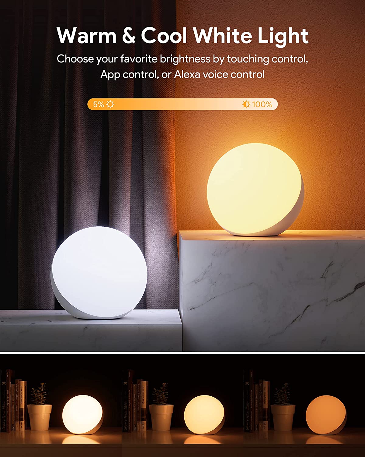 Smart Table Lamp, Dimmable Desk Lamp with App/Voice Control, LED