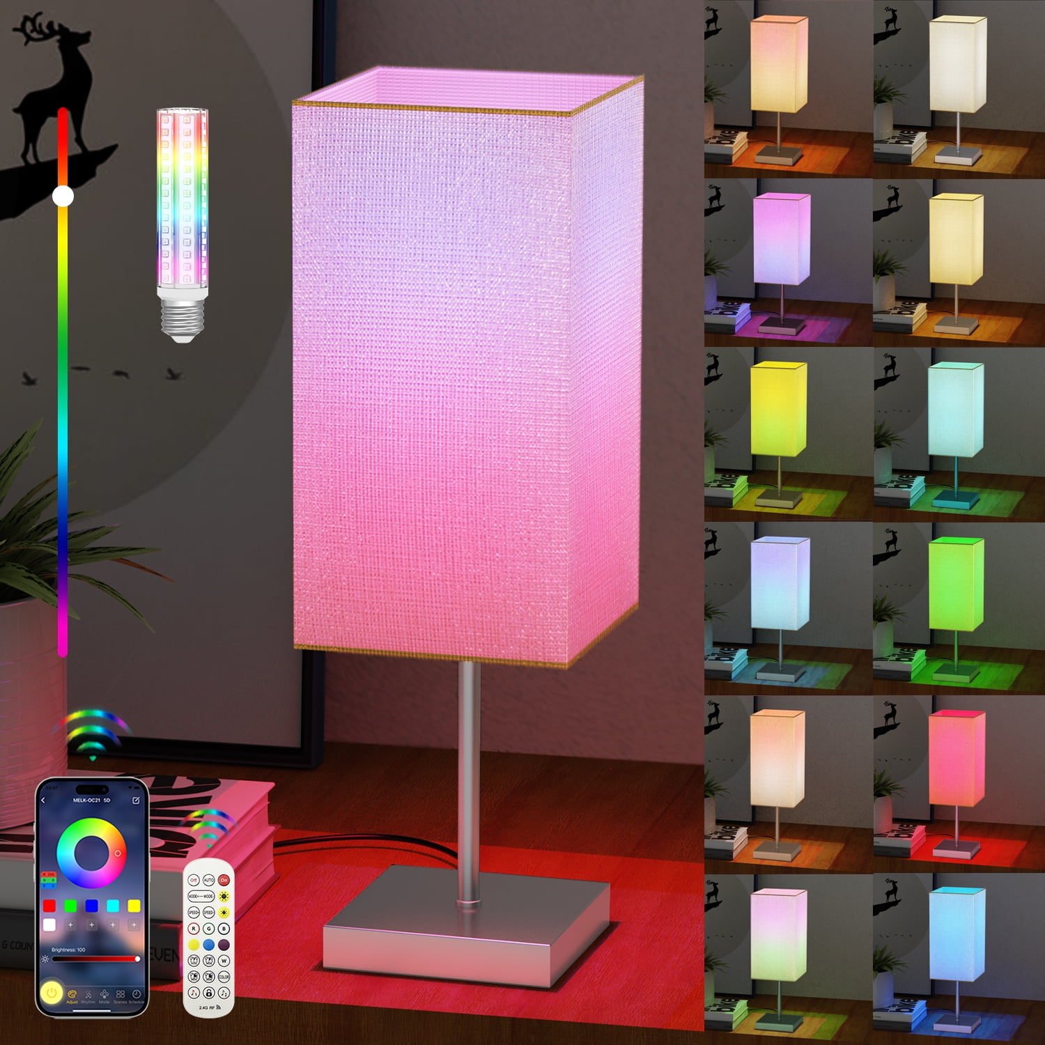 Smart Table Lamp Nenrent Smart RGB Table Lamp, Music Sync, APP Control, Colorful LED ...