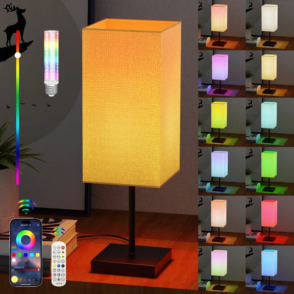 Smart Table Lamp for Bedroom with RGB Colorful changing APP Control & Music Sync Timer