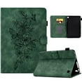 thumbnail image 1 of Smart Tablet Case for Amazon Kindle Fire 7" 12th Gen 2022 Book Style Flip Folio Cover, Flower Pattern Luxury PU Leather Kickstand Magnetic Clasp Auto Sleep/Wake Shockproof Case, Green, 1 of 7
