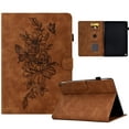 thumbnail image 1 of Smart Tablet Case for Kindle Fire HD8/HD8 Plus 12th 10th Gen 2022/2020 Book Style Flip Folio Cover, Flower Pattern Luxury PU Leather Kickstand Magnetic Clasp Auto Sleep/Wake Shockproof Case,Brown, 1 of 6