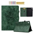 thumbnail image 1 of Smart Tablet Case for Samsung Galaxy Tab A9 Plus 11.0" 2023 Book Style Flip Cover, Flower Pattern Luxury PU Leather Kickstand Magnetic Clasp Auto Sleep/Wake Shockproof Case, Green, 1 of 10