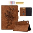 thumbnail image 1 of Smart Tablet Case for Samsung Galaxy Tab A9 Plus 11.0" 2023 Book Style Flip Cover, Flower Pattern Luxury PU Leather Kickstand Magnetic Clasp Auto Sleep/Wake Shockproof Case, Brown, 1 of 10