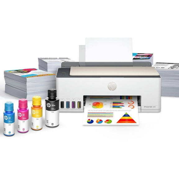 Smart Tank 5000 Wireless All-in-One Supertank Inkjet Printer - Up to 2 Years of Ink Included, Low-Cost Printing, White