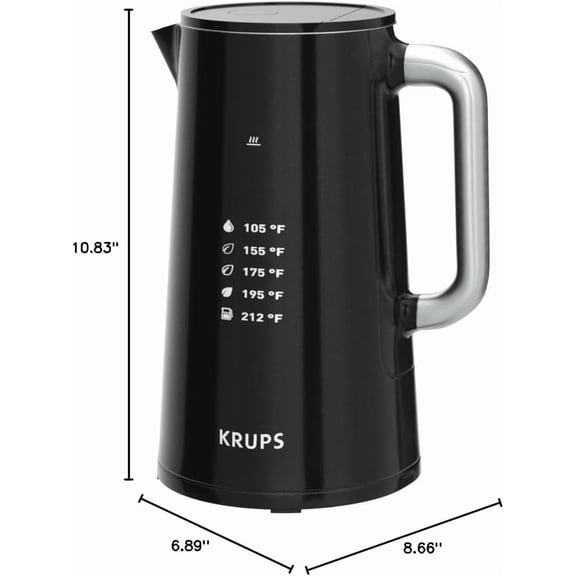 Smart Temp Electric Kettle: 1.7L Capacity, 5 Precise Temperature Settings, Digital Display, Cool-Touch Exterior, Cordless Design for Tea and Coffee Lovers