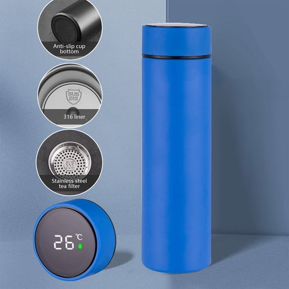 Smart Temperature Display Mug, 316 Stainless Steel Insulated Travel Cup with Real-Time Temperature Reading Lid, Leak-Proof & Portable for Office, Commute, Gift